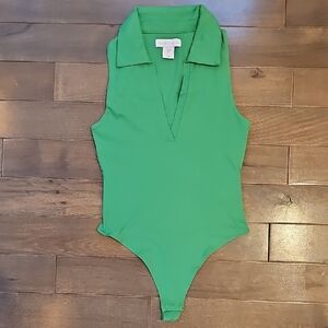 House Of Harlow 1960 Collared Green Bodysuit, Size Small